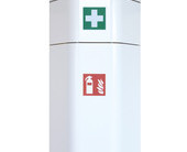 Feuerlöscher-Schrank mit Aufsatz Defibrillator und Verbandskasten Feuerlöscher-Schrank mit Aufsatz Defibrillator und Verbandskasten